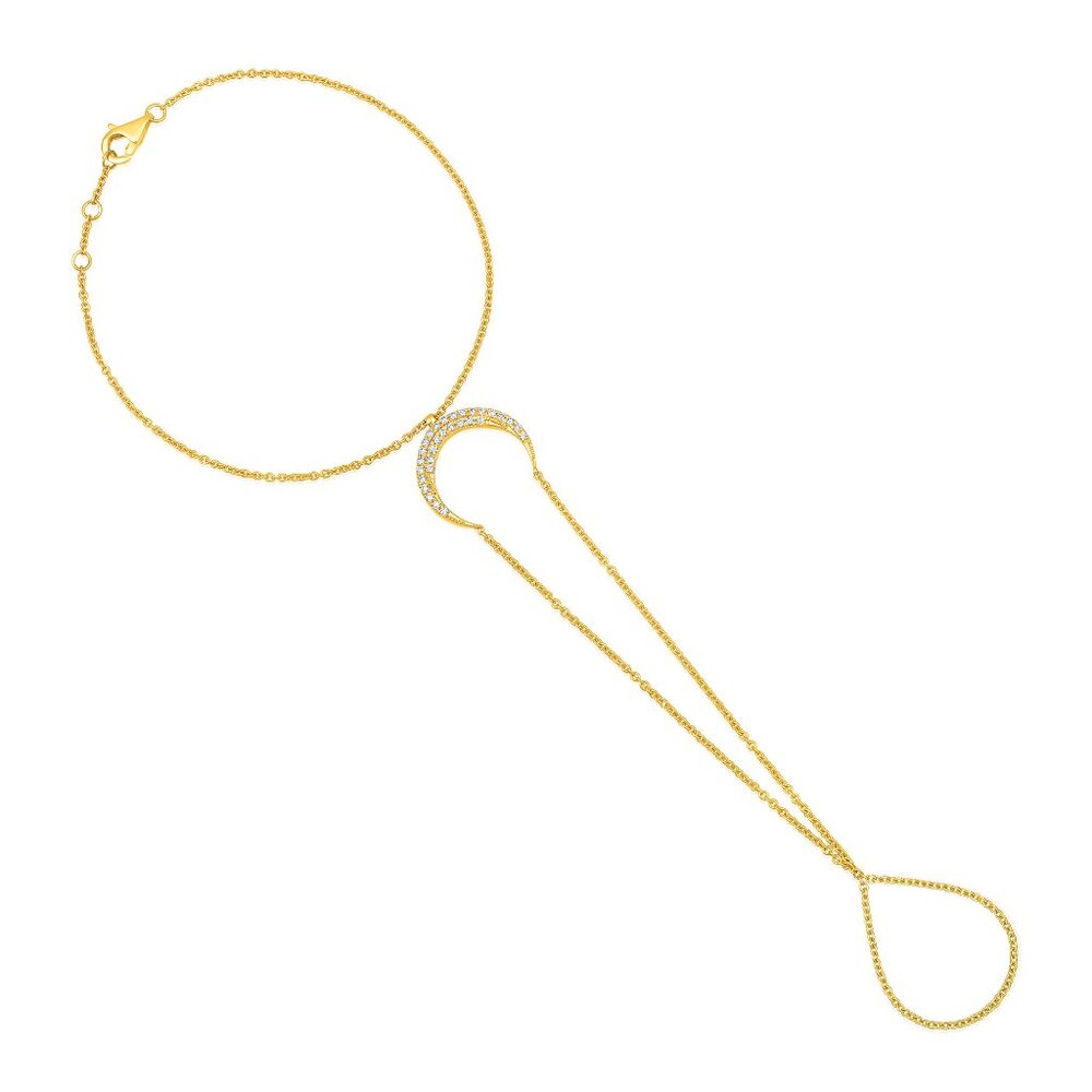 Lunar Grace 30 Diamonds 14k (Or 18k Upon Request) Gold Hand Chain